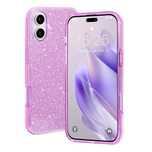 MILPROX Capa compatível com iPhone 16 - Design brilhante brilhante com glitter - Capa protetora fina de 3 camadas - Capa estética fofa para mulheres e meninas - roxa