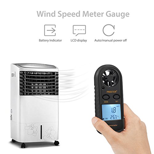 Anemometer Digital LCD Windgeschwindigkeitsmesser Luftdurchsatz Geschwindigkeitsmessung Thermometer mit Hintergrundbeleuchtung für RC Drohnen Helikopter Windsurfen Drachen Fliegen Segeln etc.