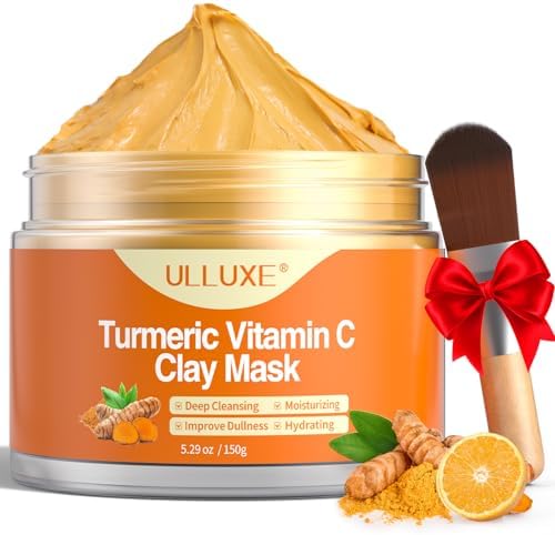 Turmeric Vitamin C Clay Mask for Dark Spots, Dull Skin, Face Mask Skincare