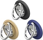Support de sonnerie de téléphone cellulaire, 3 Pcs 360 Bague de Doigt de Rotation de Degré pour Support de Voiture Magnétique, La plupart des Smartphones, Comprimé, Coque Téléphone (Noir, Bleu, Or)