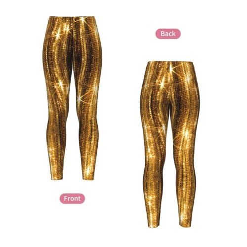 Leggings de compresión suave con estampado brillante dorado elegante 4