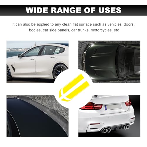 Image of Car Hood Decal Sticker, Automotive Side Body Stripe Graphics Racing Bumper Sticker, Universal Vehicle Skirt Roof Bonnet Vinyl Decal Exterior Decoration, Car Accessories (Yellow)