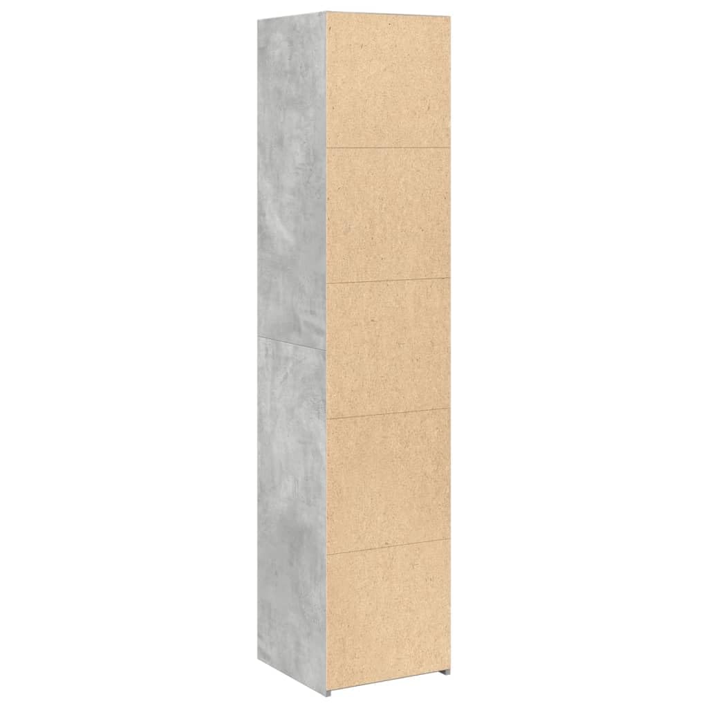 Générique Bufet wysoki szary beton 40 x 41 x 185 cm drewno inżynieryjne, nowoczesna szafka do przechowywania z dużą przestrzenią do przechowywania, minimalistyczna designerska szafka do salonu łatwa