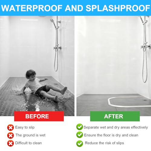 200cm Schwallschutzleiste Dusche Selbstklebend Weiß, Silikon Wasserstopper Dusche Schwallschutz Duschschwelle Duschdichtung, Duschwasserstop Dusche Boden Nass-Trocken-Trennung für Bad und Küche