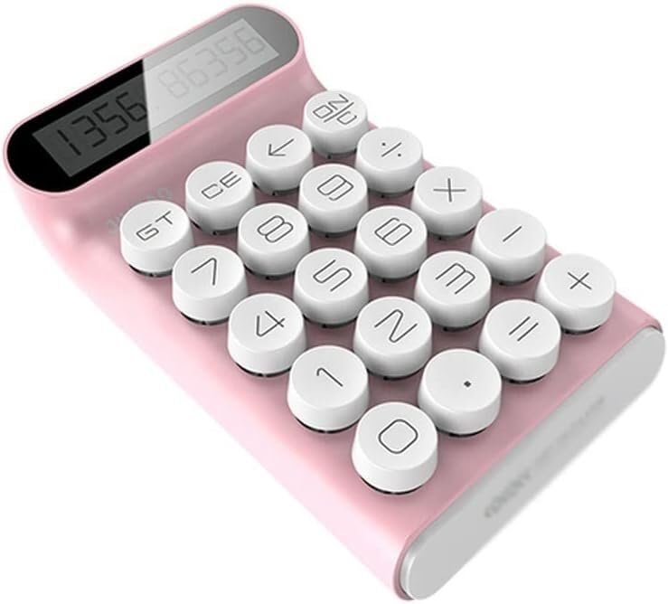 Calcolatrice da tavolo, Calcolatrice portatile retrò Tastiera meccanica Computer Display LCD a 10 cifre Calcolatrice di moda for ufficio finanziario (Color : Roze, Size : Talla �nica) ( Color : Roze ,