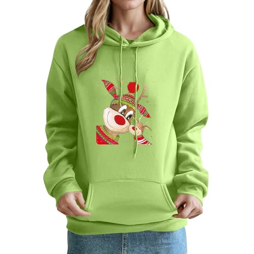 Generisch Weihnachts Hoodie Damen Weihnachtspullover Lustige Sweatshirt mit Kapuze Weihnachtsoutfit Christmas Langarmshirt Weihnachtsshirt Pyjama Xmas Weihnachten Bluse...