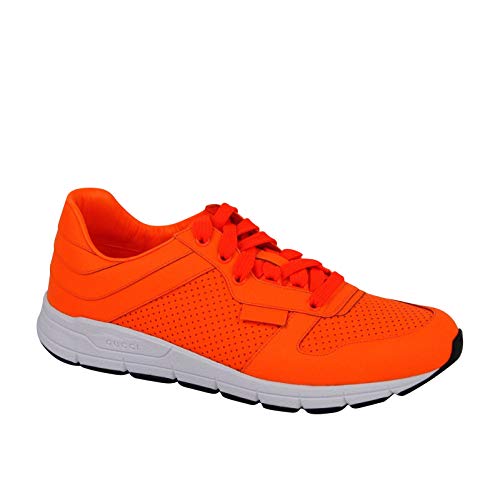 Gucci Men's Running Neon Orange Leather Lace up Sneakers 369088 7623 (7.5 G / 8 US)