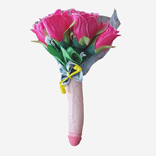 Bouquet Sposa Classico Con Manico Pisello E Fiori Rossi Addio Al Nubilato Matrimonio Gadget Per Adulti