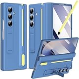 NINKI for Samsung Galaxy Z Fold 7 Case with S Pen Holder and Hidden Kickstand,Built-in Stylus Drop-Proof Hinge Screen Protector Phone Cover for Samsung Z Fold7 Case with S Pen Slot & Stand – Sky Blue