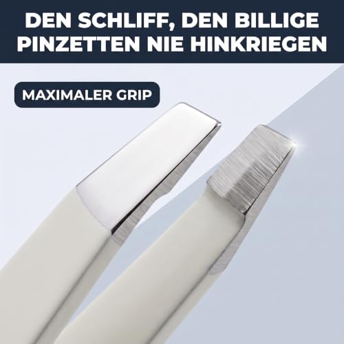 KLINGENHELD® Haargenaue Pinzette - greift jedes Haar beim 1. Versuch ohne durchrutschen - Pinzette Augenbrauen Zupfen handgeschliffen… – Ansicht 4