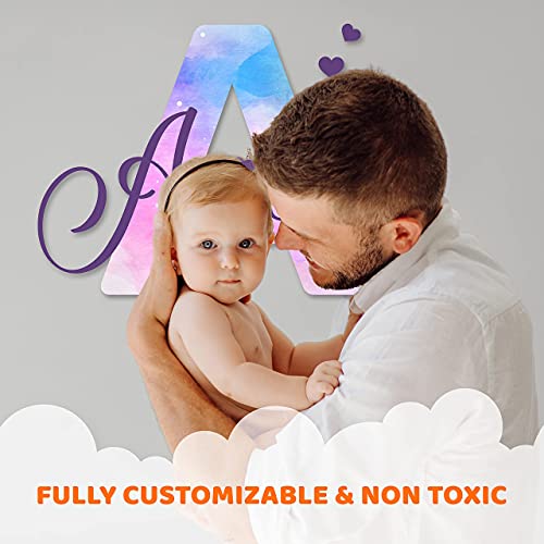 Multiple Fonts Custom Name, Initial And Hearts Shimmer Colors Printed - Wall Stickers - Prime Series - Baby Girl - Nursery Wall Decal For Baby Room Decorations - Mural Wall Decal Sticker For Home Children's Bedroom Gm010 #TOP3