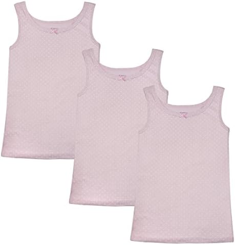 Amoureux Bebe Girls Cami Undershirts- Tagless Cotton Tank Tops-Pink/White, 3 Pk