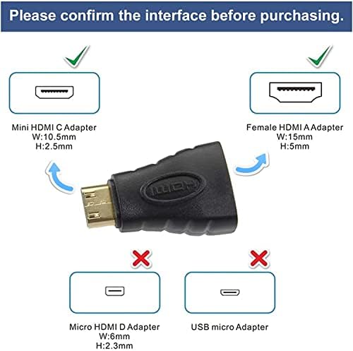VCE Mini HDMI to HDMI Adapter, Mini HDMI Male to HDMI Female Converter Gold Plated 3D 4K for Camera, Camcorder, DSLR, Tablet, Video Card 2 Pack