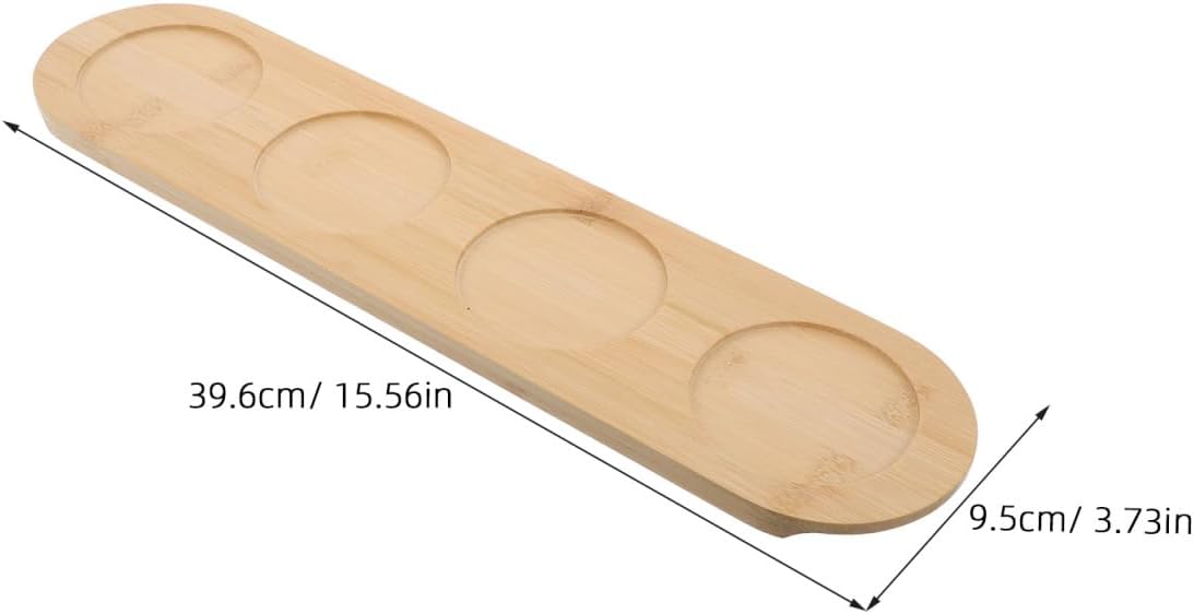 Housoutil Whiskey Glass Holder Tray 4-Slot Wooden Serving Tray for Wine Beer Cocktails Drink Tastings Table Coaster Display for Bars Ktv Parties 2 Pcs