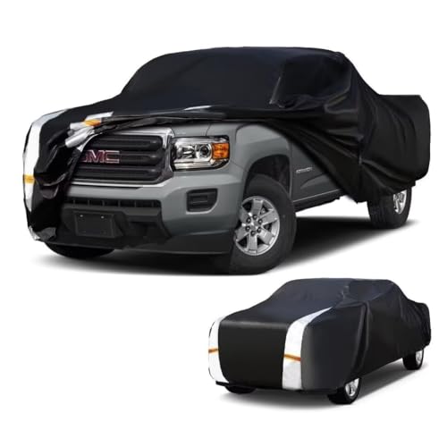 Image of GMC Canyon Truck Cover Custom Fit 2004-2022 Extended /Crew Cab SB (5'-6.1') with Door Zipper, 12 Layers Full Exterior Pickup Truck Cover Waterproof All Weather, for Wind Dust Sun and UV Protection.