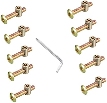 10 PCS M6*75mm Furniture Bolt Nut Set Zinc Plated Hex Socket Screw With L Type Wrench for Furniture Cots Beds Crib and Chairs (M6*75mm)