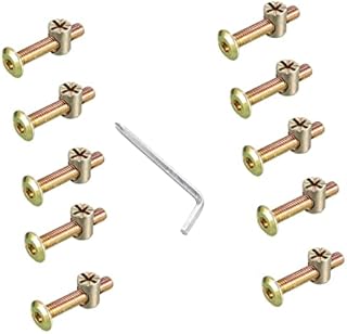10 PCS M6*75mm Furniture Bolt Nut Set Zinc Plated Hex Socket Screw With L Type Wrench for Furniture Cots Beds Crib and Chairs (M6*75mm)