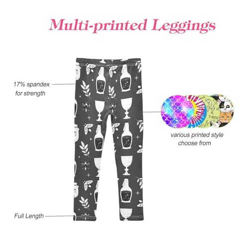 CaTaKu Girls Leggings Witchcraft Halloween Leggings for Girls Kids Athletic Workout Yoga Pants Size 4-10T4
