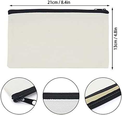 24 Pcs Blank Canvas Bags with Zipper, Multipurpose Canvas Pouch, Canvas Makeup Bag Cosmetic Bags Pencil Case, DIY Craft Bags