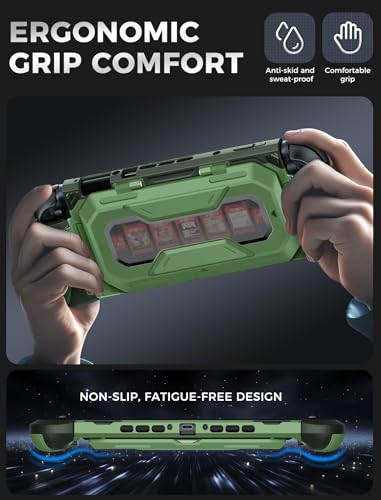 Image of Mumba Dockable for Nintendo Switch 2 Case with Flip Stand, [Titan] Ergonomic Switch 2 Grip Protective Cover Holds 5 Game Cards & 2 TF Cards TPU Accessories and Quick-Release Joy-Con Design