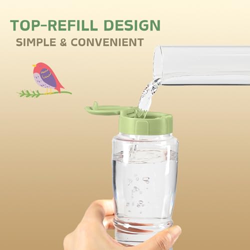 Bird Water Feeder, Automatic Water Dispenser for Cage Hanging Water Bottle for Parakeet Canary Cockatiel Finch Budgie (Green, 240ml) - Image 4