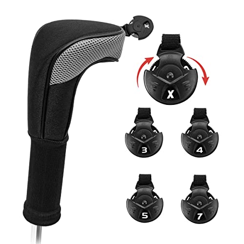 3pcs Golf Headcovers Set 1 3 h - Golf Club Covers for Driver Fairway Wood and Hybrids Grey and Black Driver Headcover 3 Wood Hybrid Head Covers