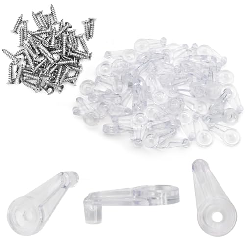 Image of 50pcs Mirror Hanging Clips, Glass Retainer Clips, Plastic Mirror Mounting Clips Hanging Hardware for Fixing Window Glass Cabinet Door (Clear)