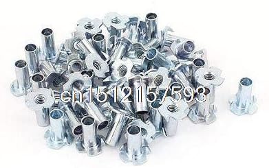 50 Pcs 4 Prongs Zinc Plated T-Nut Tee Nut 1/4"-20 x 3/4" Full Thread