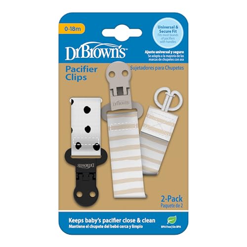 Dr. Brown's Fabric Pacifier Clips, Dots/Stripes, 0-18 Months, 2-Pack - image 8