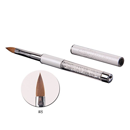 Exquisite Acrylic Nail Brush Rhinestone Handle Sable Hair Nail Art Tool 8#