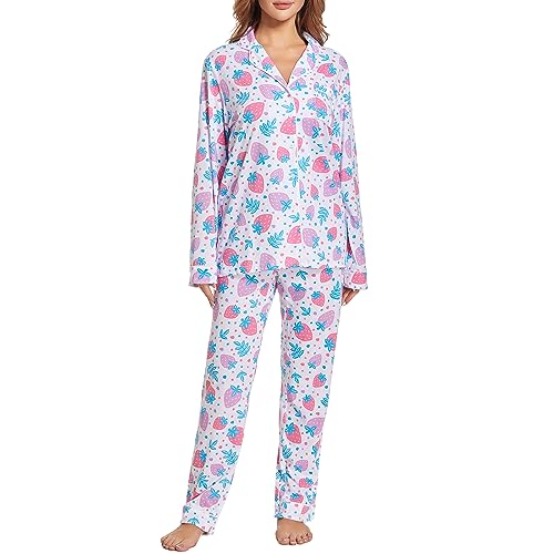 Image of Tugege Pajamas Set Long Sleeve Sleepwear Womens Button Down Nightwear Pj Sets