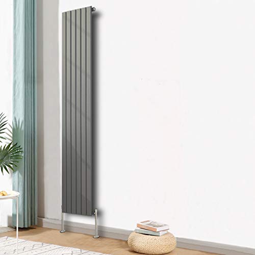 Blümme Vertical Single Flat Panel Designer Radiator Bathroom Heater Central Heating Radiators 1800 x 408mm Anthracite