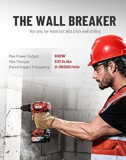 DCK 20V Brushless Hammer Drill, 531 in.lbs, 36000 BPM, 1/2" Keyless All-Metal Chuck, 4.0Ah Battery, 22+1+1 Clutch, Impact Drill Kit for Drilling Brick Wall, Metal, Wood, KDJZ05-13