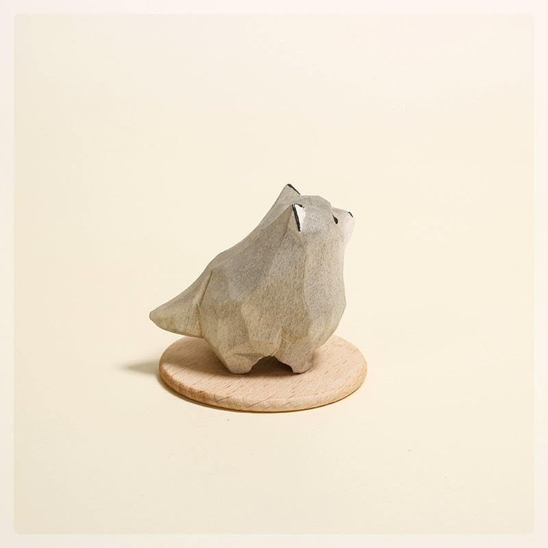 Figurita de Lobo de Madera Tallada a Mano 1.6 in Mini miniatura 3