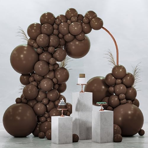 Image of PartyWoo Dark Brown Balloons 120pcs Boho Coffee Neutral Different Sizes