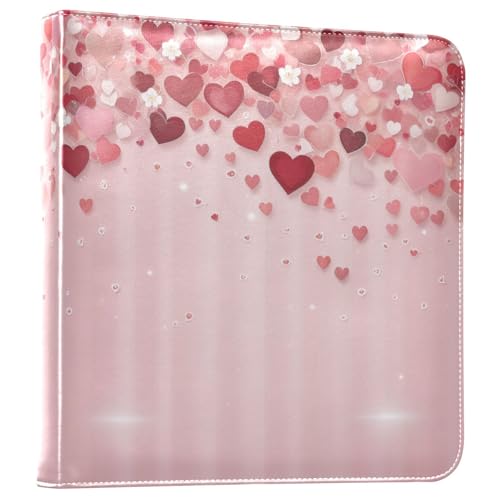 Álbum de Fotos Auto Adhesivo DIY Scrapbook Álbum Rojo Corazones San Valentín 3 Anillos Encuadernadores Álbum de Fotos 40 Páginas 8x10 para Memorias miniatura 1