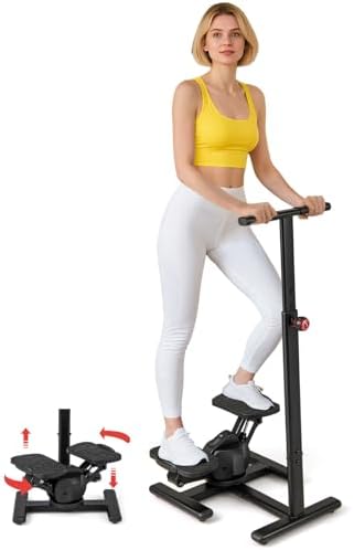 GYMAX Exercise Stepper with Handle Bar, 330 LBS Twist Stepper wit...