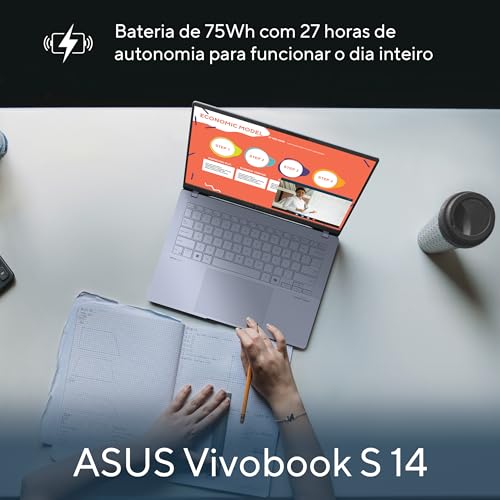 Notebook ASUS Vivobook S 14, Core Ultra 7, 32 GB, 1.0 TB SSD, W11 Home, Tela 14.0'' OLED, Mist Blu