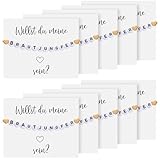 Otuuz Preguntas de Dama de Honor de Regalo Incluye Pulsera Ajustable para Dama de Honor Tarjeta de Preguntas de Regalos Hechos a Mano(10 Juegos)