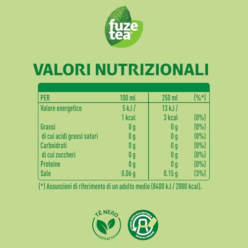 Fuze Tea, Bevanda Rinfrescante Analcolica di Té al Gusto Pesca e Rosa, Senza Zuccheri - 12 Bottiglie da 400 ml - Immagine 1