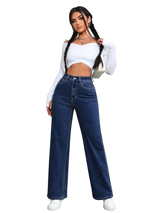 Image of Straight-fit Jeans for Women are a Versatile, Timeless Denim Style That Offers a Relaxed, consistent Width from The Hip to The Ankle.