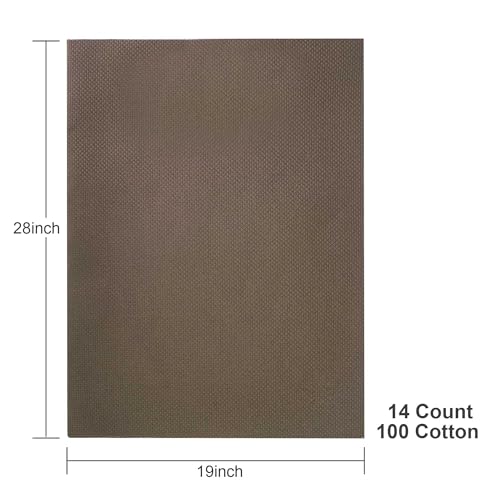 Image of Aida Cloth 14 Count Cross Stitch Fabric,19x28inch (14CT,Coffee)