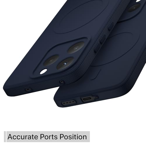 Image of Outlouders Back Cover for Realme 15T 5G / Realme Narzo 90 5G Soft Matte Silicone Cover with Slim Fit | Mag-Safe Logo (Not Mag-Safe Compatible) | Shockproof | Camera Protection Bumper Case (Blue)