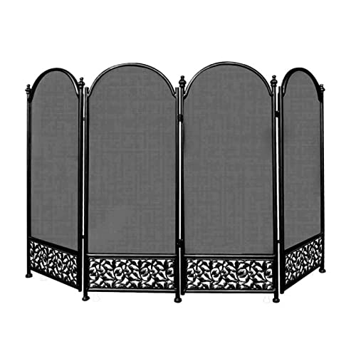 Schermi decorativi Griglia per caminetto Parascintille per interni 4 Pannelli in ferro battuto Grande parascintille per protezione antiscintille Recinzione e arco Design Pattern Parafuoco per ca