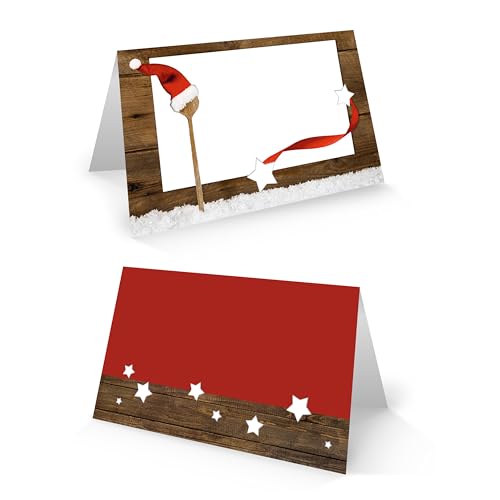 25 cartellini segnaposto, motivo natalizio, colore rosso/bianco/marrone, targhette segnaposto da tavolo