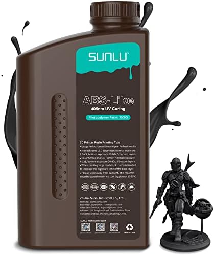 SUNLU 3D Printer Resin, 1KG ABS-Like High Toughness Resin for 4k/6k/8k LCD/DLP/SLA Resin 3D Printer, 405nm UV Curing 3D Printing Resin, Good Resistance, Non-Brittle & High Precision, White 1000g