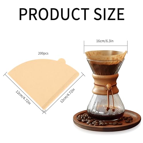 Image of Pack of 200 Paper Coffee Filters Size 2, V-shaped Coffee Filter Paper, Filter Paper Size 2, Filter 02 Coffee Paper Filter, Cone Paper Coffee Filter for Coffee Machines, Filter Cups 2-4 Cups