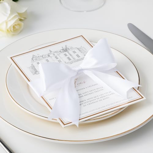 Image of Mauproy 1-1 /2 Inch Wide White Satin Ribbon, 50 Yards Solid Polyester Fabric Ribbon for Roses Making, Gift Wrapping, Flower Bouquets, Wedding Decorations, Handmade Crafts