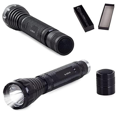 2022 | Lampe Torche Led De Poche Tactique À Pile | Antichoc Dragonne Poignée Convient Enfants | Robuste Aluminium Militaire Eclairage Etanche Randonnee Camping | Gadget Idée Cadeau Utile | Noire Cover