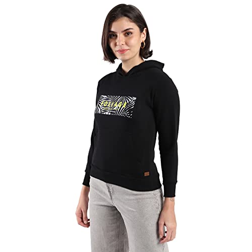 Image of PINACOLADA Women's Cotton Solid Printed Sweatshirt with Hoodie, Regular Fit for Casual Wear Full Sleeve Sweatshirt Crafted with Comfort Fit and High-Performance for Everyday Wear